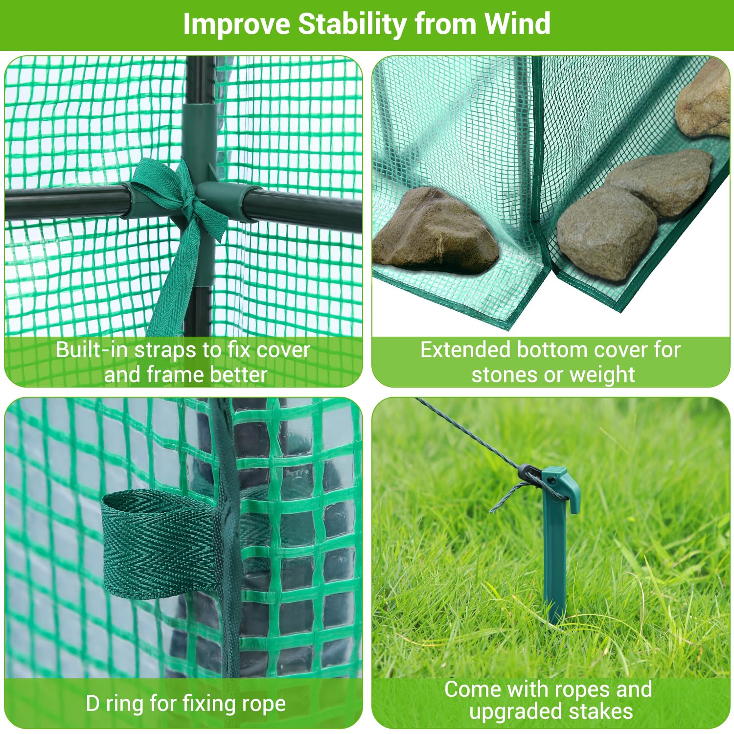 Ohuhu Upgraded 4-Tier 11-Shelf Walk-In Greenhouse for Outdoors with Screen Windows - Durable PE Cover, Ground Pegs & Ropes for Stability - Perfect for Gardening, Plant Protection & Outdoor Storage