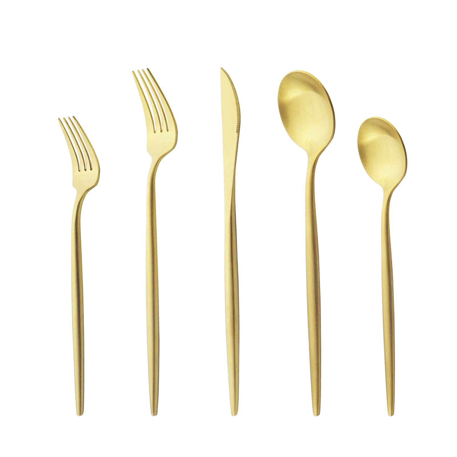 Premium 20-Piece Stainless Steel Gold Cutlery Set for 4 - Knives, Forks & Spoons with Round Solid Handle & Satin Finish | Dishwasher Safe Silverware | Elegant Dining, Wedding Gifts & Home Entertaining