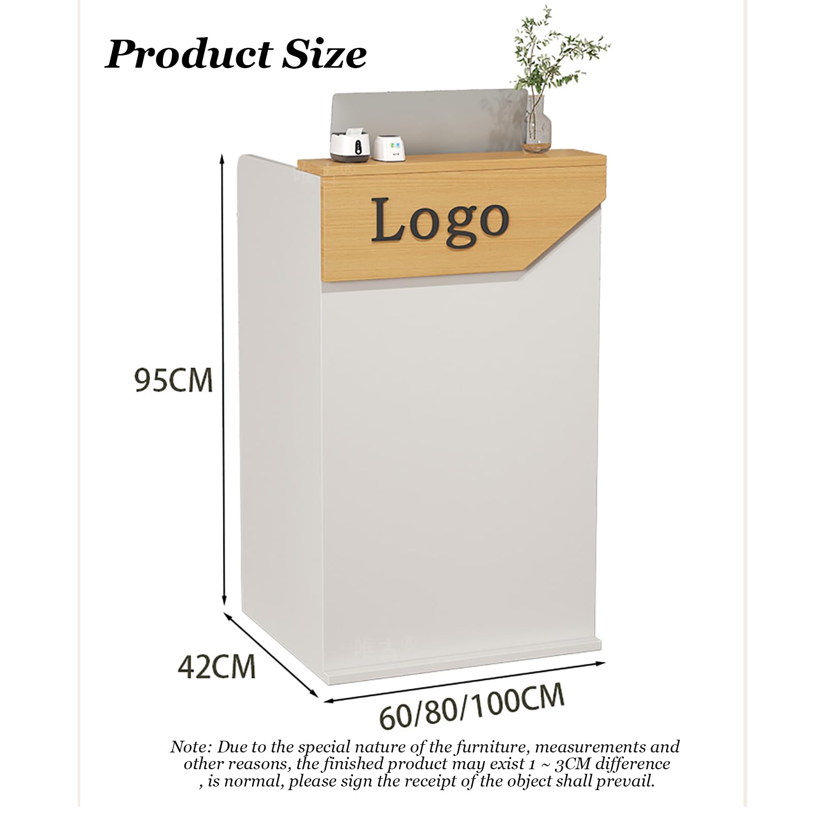 Modern Reception Counter Desk with Drawers - 60