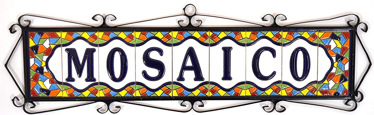 4 Inch Hand Painted House Letter Tiles - Custom Address Numbers & Names for Home Signs - MOSAICO MEDIANO Design (4.29