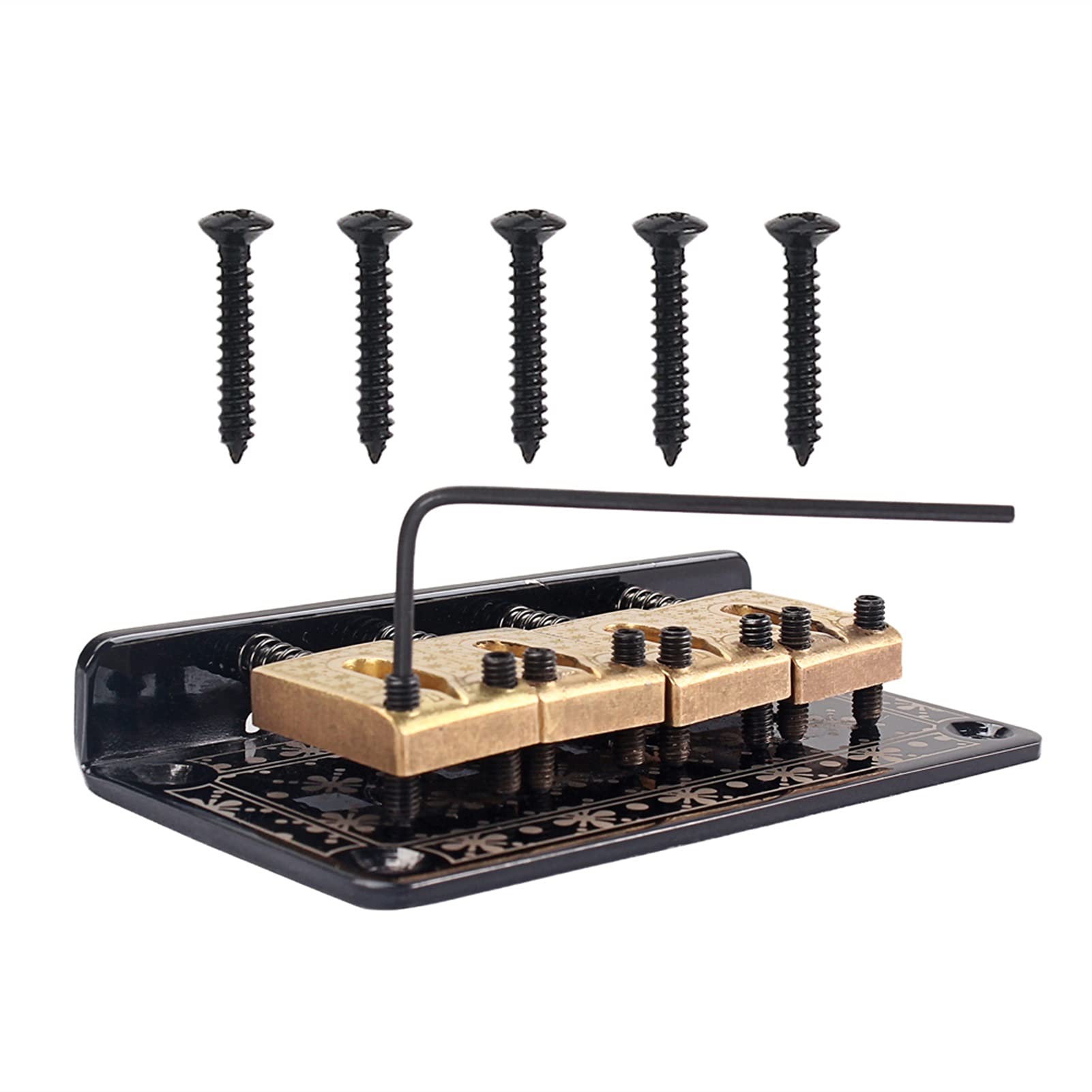4-String Guitar Saddle Bridge System Set for Cigar Box Guitar, Bass Guitar & Ukulele - Adjustable String Spacing Accessory - Perfect for DIY Instrument Repair & Custom Builds