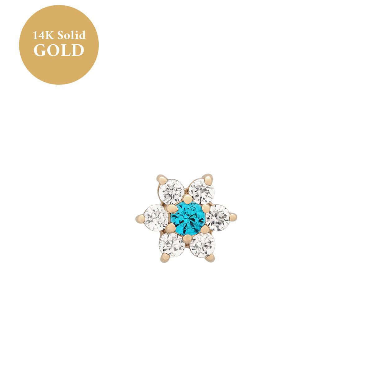 Zodiac Flower Birthstone Cartilage Piercings Stud Earrings | HSEK2311 | Perfect for Daily Wear, Gift Giving & Zodiac-Themed Jewelry Collections