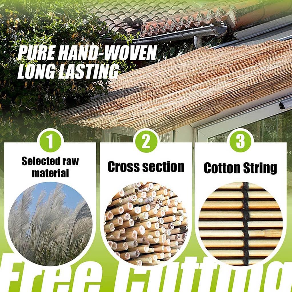 Premium Bamboo Patio Shades Roll Up - Outdoor Thermal Insulated Blackout Reed Blinds for Sun Protection & Privacy - Multiple Sizes (24