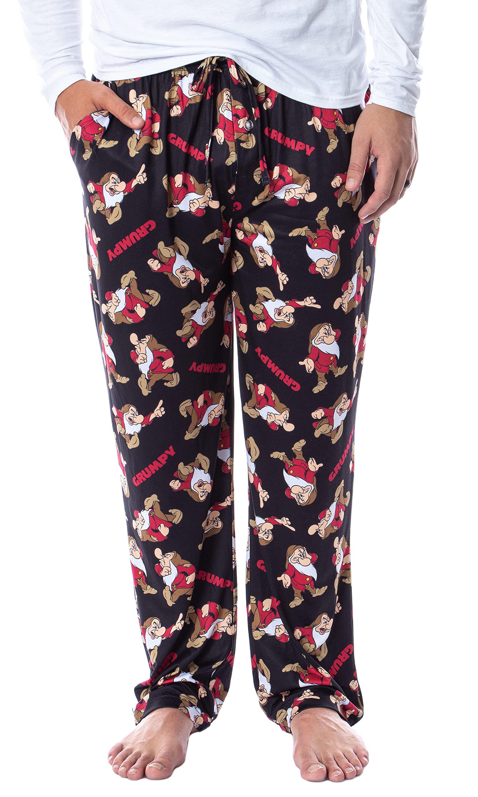 Disney Men's Grumpy Snow White and The Seven Dwarfs Sleep Pajama Pants - Soft Cotton Lounge Pants for Sleeping, Relaxing & Disney Fans Collection