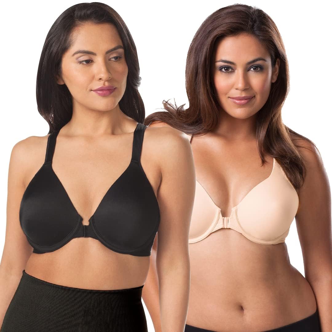 LEADING LADY Brigitte Racerback Front-Closure Bra - Molded, Padded, Seamless T-Shirt Bra for Women | Plus Size Support | Perfect for Yoga, Workouts & Everyday Comfort