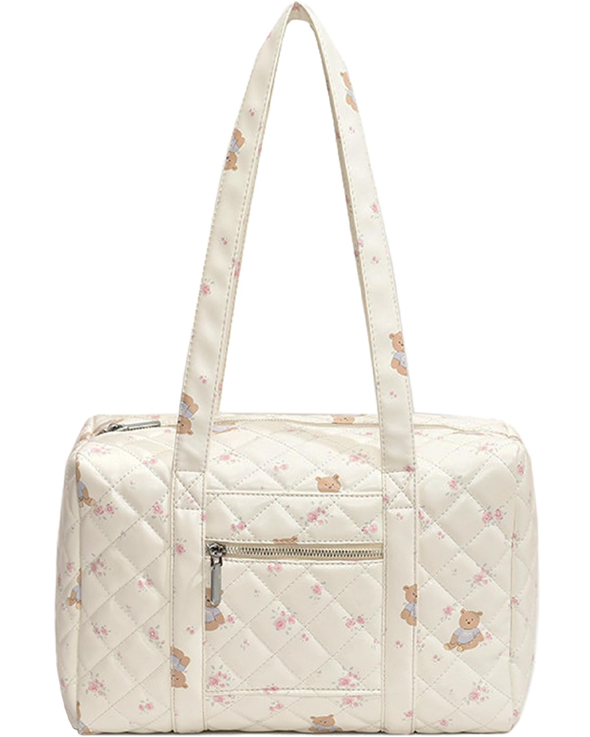 Stylish Large White Duffel Bag for Women - Spacious Weekender Overnight Tote, Perfect as Carry-On Luggage, Work Bag, Gym Bag, Travel Bag, Diaper Bag & Hospital Delivery Bag | Ideal for Business Trips, Weekend Getaways, Workouts & Maternity Needs