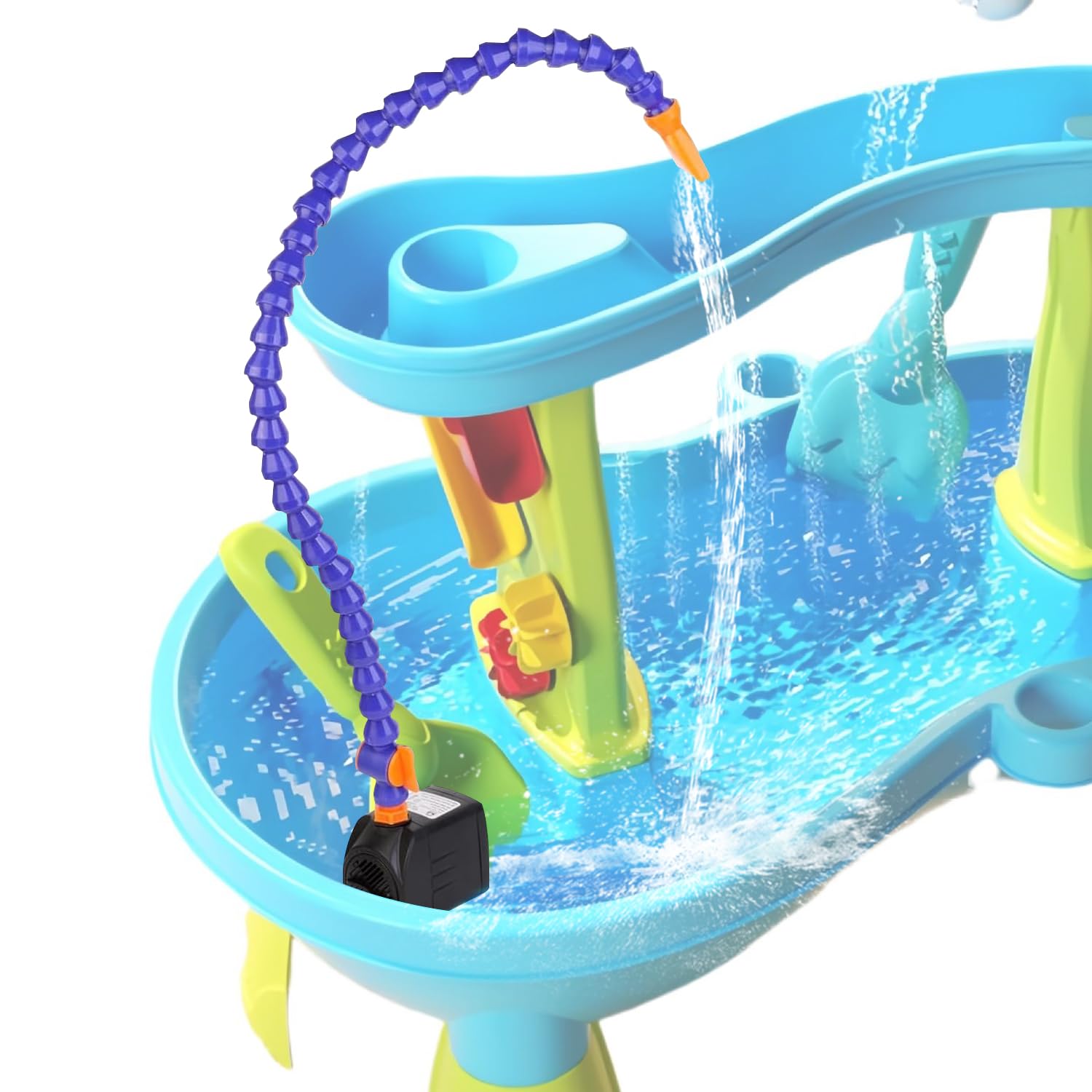 Best Water Table Pump for Kids - DIY Outdoor Water Pump for Step2 Water Tables - Summer Splash Toys & Accessories - Single Tube Blue Design - Perfect for Backyard Play, Pool Parties & Outdoor Fun