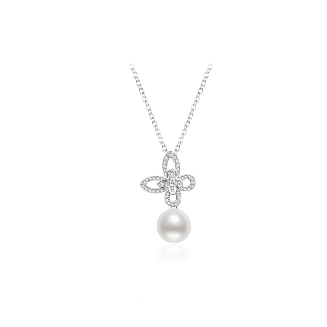 18K Solid Gold Diamond Akoya Hanadama Pearl Necklace - Elegant Jewelry Gift for Women, Bridal, Anniversary & Special Occasions | KN00280