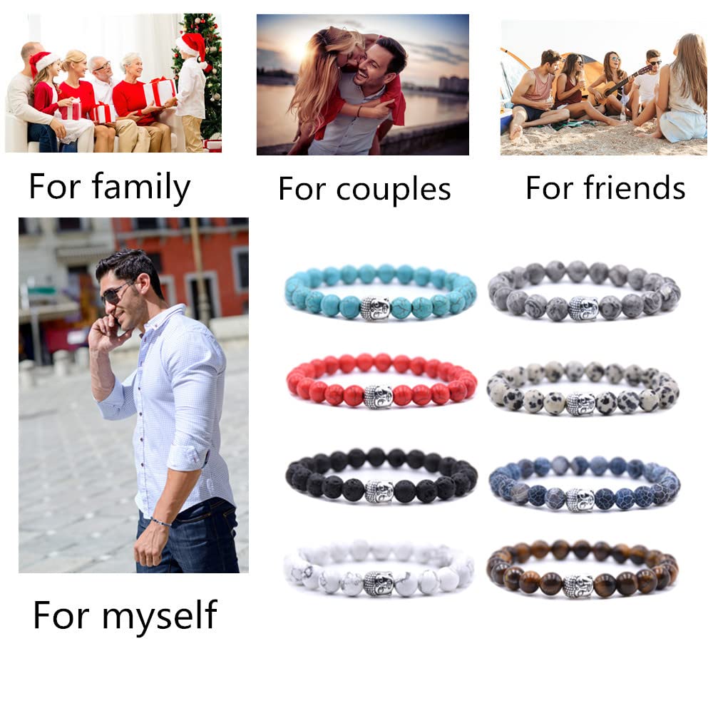 Stylish Beaded Bracelets for Men & Women - His & Hers Couples Bracelets Set - Elastic Stretch Adjustable Unisex Wristbands - Perfect for Anniversaries, Valentine's Day & Matching Couple Gifts