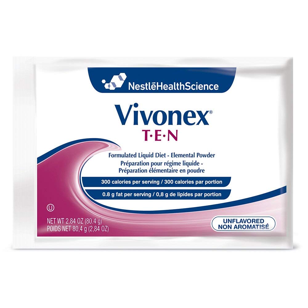 Vivonex T.E.N Elemental Powder 07127400 - 2.84 oz Box of 10, Unflavored Nutritional Supplement for Digestive Health | Ideal for Tube Feeding, Meal Replacement, and Dietary Support