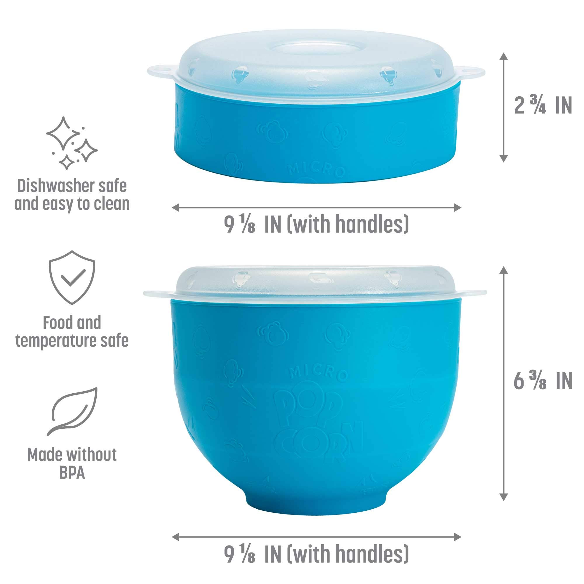 Goodful Collapsible Silicone Popcorn Popper - BPA-Free Microwave Popcorn Maker Bowl (Blue) - Perfect for Movie Nights, Snack Time & Healthy Air-Popped Popcorn at Home