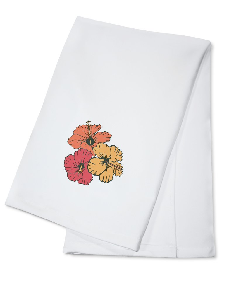 Organic Hibiscus Flowers Tea Towel - 100% Cotton Decorative Hand Towel for Kitchen, Bathroom & Home Decor | Perfect for Gift, Dish Drying & Farmhouse Style Decor