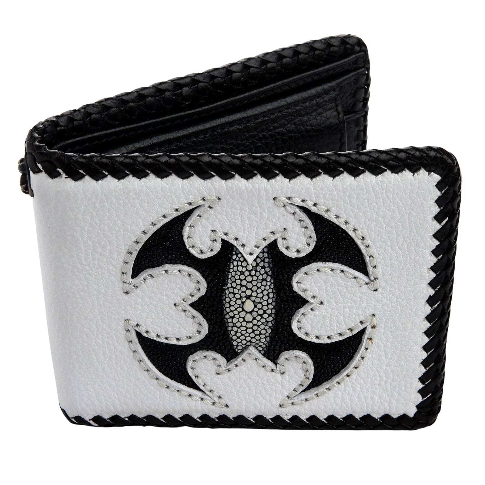 Premium White Leather Scorpion Stingray Biker Wallet for Men - Stylish & Durable Motorcycle Accessory for Riding, Travel & Everyday Use