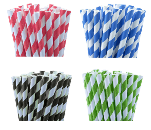 1000 Pack Biodegradable Paper Drinking Straws - Black & White Bulk Wholesale - Eco Friendly Disposable Straws for Birthday Parties, Events, Bistros, Bars, Cafes & Takeaway Restaurants