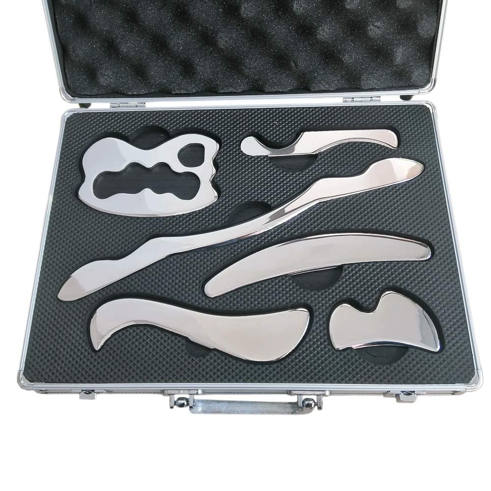 Professional Gua Sha Set - 6-Piece Stainless Steel IASTM Tools for Muscle Scraping, Soft Tissue Therapy & Pain Relief (Arms, Legs, Back, Shoulder) | Perfect for Massage Therapists, Athletes & Home Self-Care