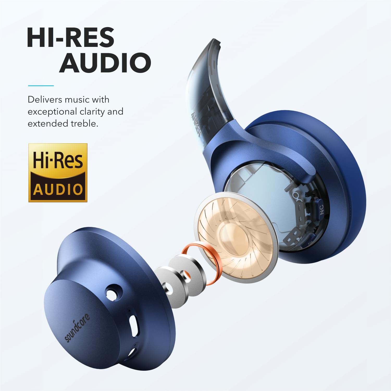 Soundcore Anker Life Q20 Hybrid Active Noise Cancelling Wireless Bluetooth Headphones - 60H Playtime, Hi-Res Audio, Deep Bass, Memory Foam Ear Cups for Travel & Commuting (Black & Blue) - Perfect for Airplanes, Office Work & Music Lovers