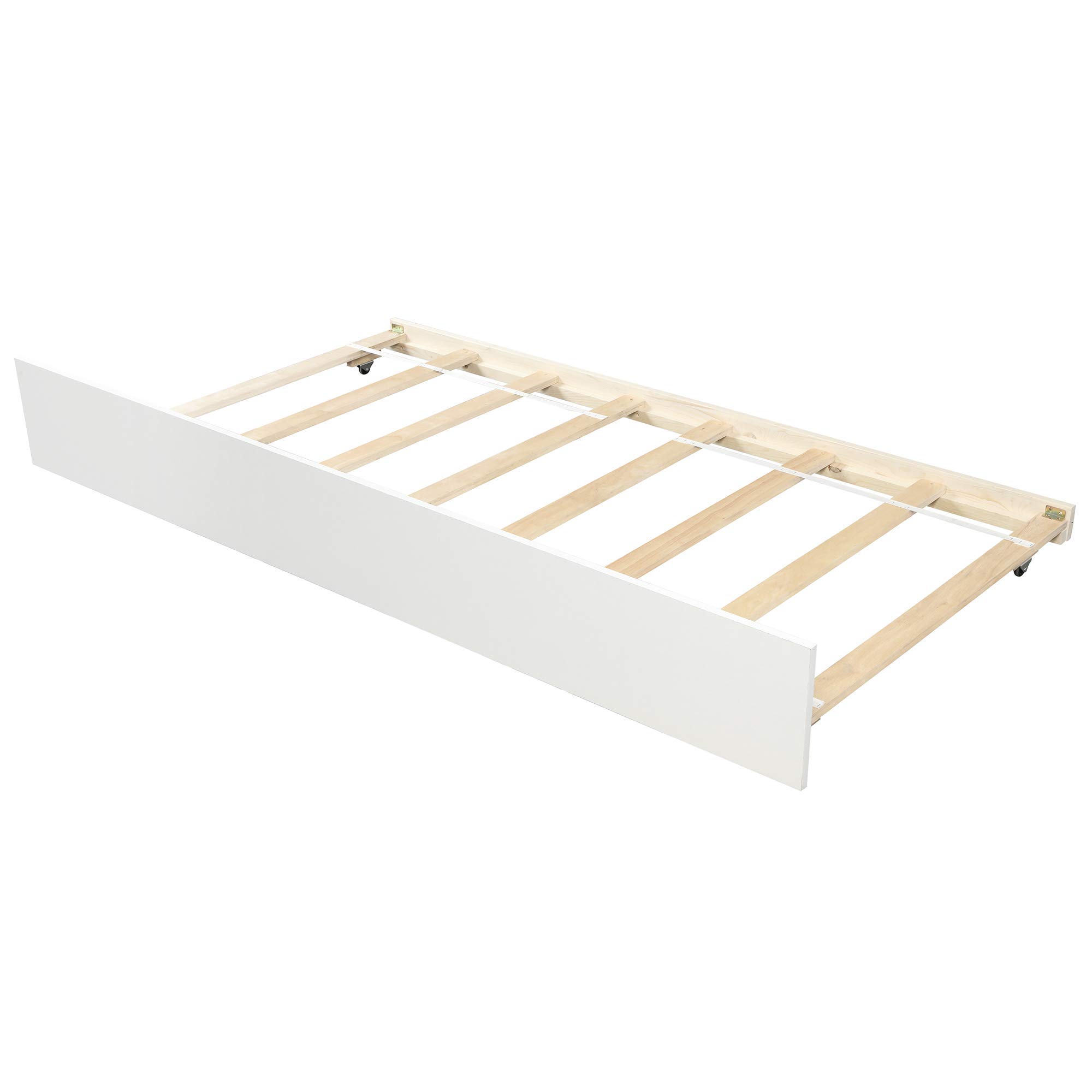 LF Twin Over Twin Bunk Bed Frame for Kids & Teens - Convertible Wooden Full Size Bunk Beds with Trundle, Stairway & Storage - Separates into 3 Individual Beds (White) - Perfect for Kids' Bedrooms, Guest Rooms & Space-Saving Solutions