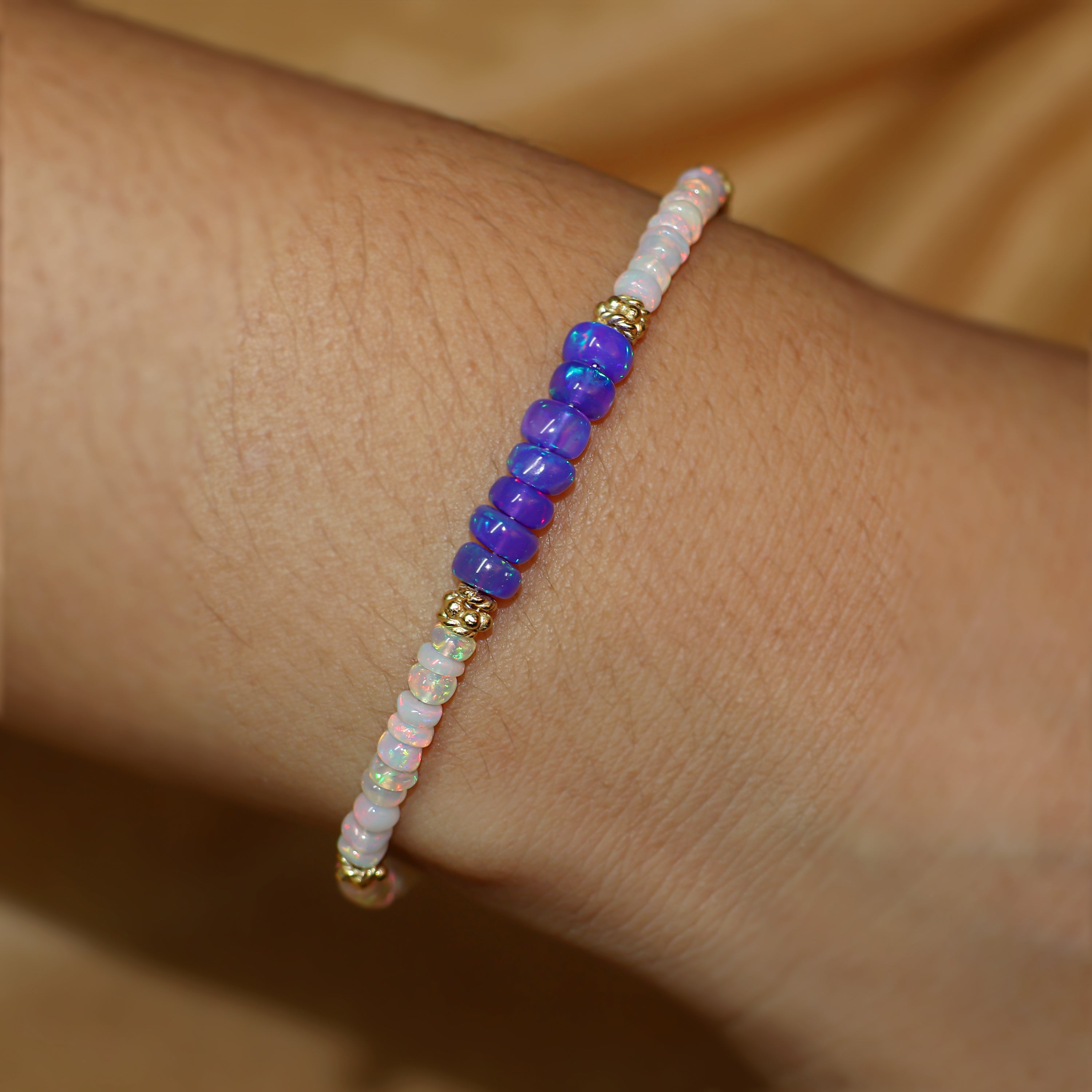 Natural Lavender & White Opal Gemstone Beaded Bracelet for Women - Healing Crystal Jewelry for Meditation, Yoga & Spiritual Wellness
