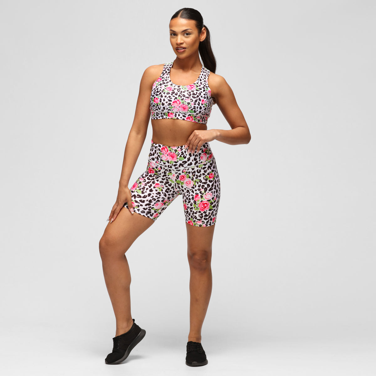 Jungle Rose Running Shorts for Women - Lightweight Breathable Athletic Shorts with Pockets - Perfect for Jogging, Gym Workouts & Outdoor Activities
