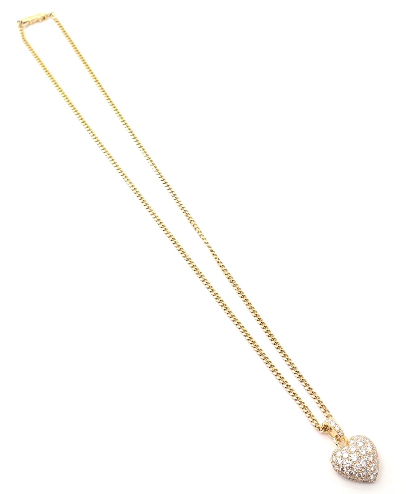 Authentic Cartier 18K Yellow Gold 2 Carat Diamond Pavé Large Heart Pendant Necklace for Women - Luxury Valentine's Day Gift, Anniversary Present & Special Occasion Jewelry