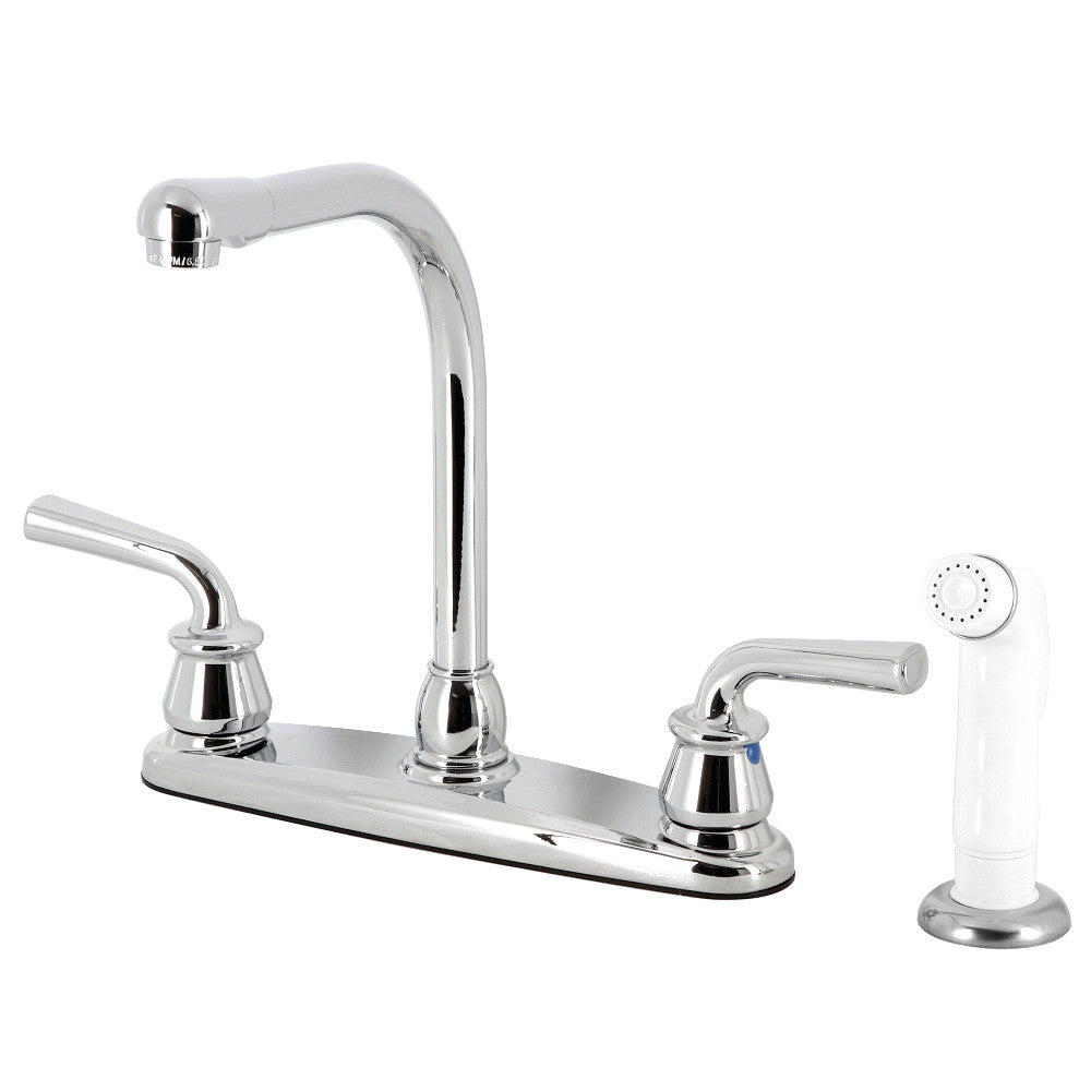 Kingston Brass KB718RXL 8-Inch Centerset Kitchen Faucet with White Sprayer - Vintage Style Pull-Down Sprayer for Farmhouse & Traditional Kitchens (Perfect for Sink Cleaning & Dishwashing)