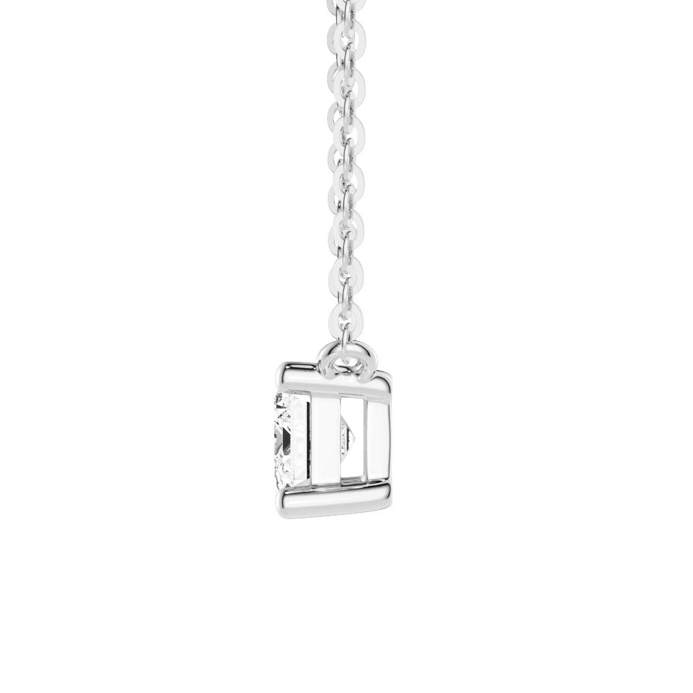East West Emerald Cut Moissanite Solitaire Necklace | Dainty Gold Pendant for Women | Perfect for Weddings, Anniversaries & Everyday Elegance