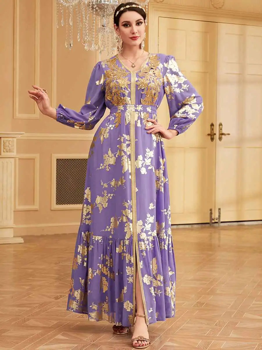 Elegant Moroccan Caftan Kaftan Dress for Women - Handmade Bronzing Eid Party Wear - Perfect for Weddings, Festivals & Special Occasions