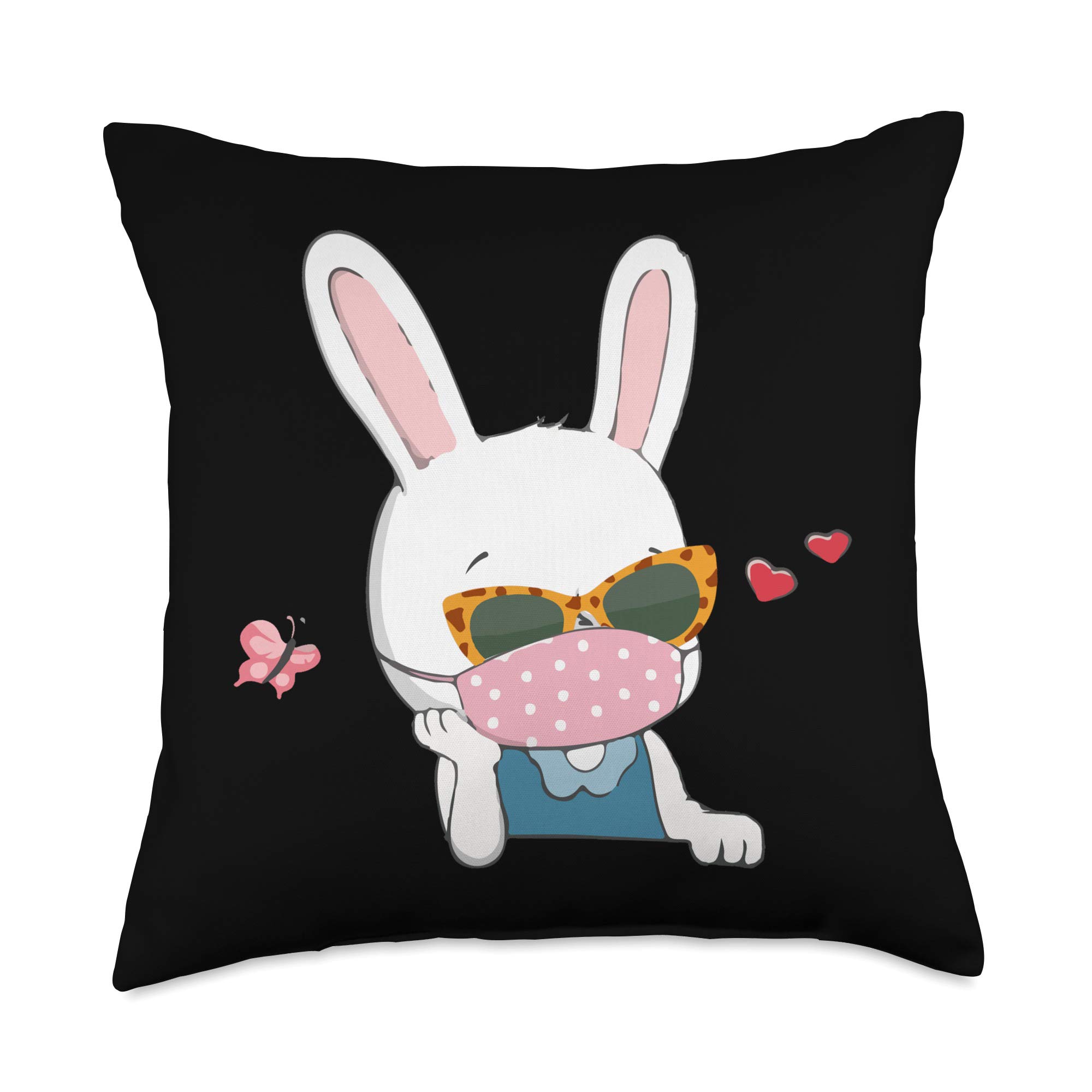 Bunny in A Mask Easter Egg Hunting Throw Pillow - 18x18 Inch Multicolor Cushion Cover for Easter Decor, Spring Home Decor, and Holiday Gift