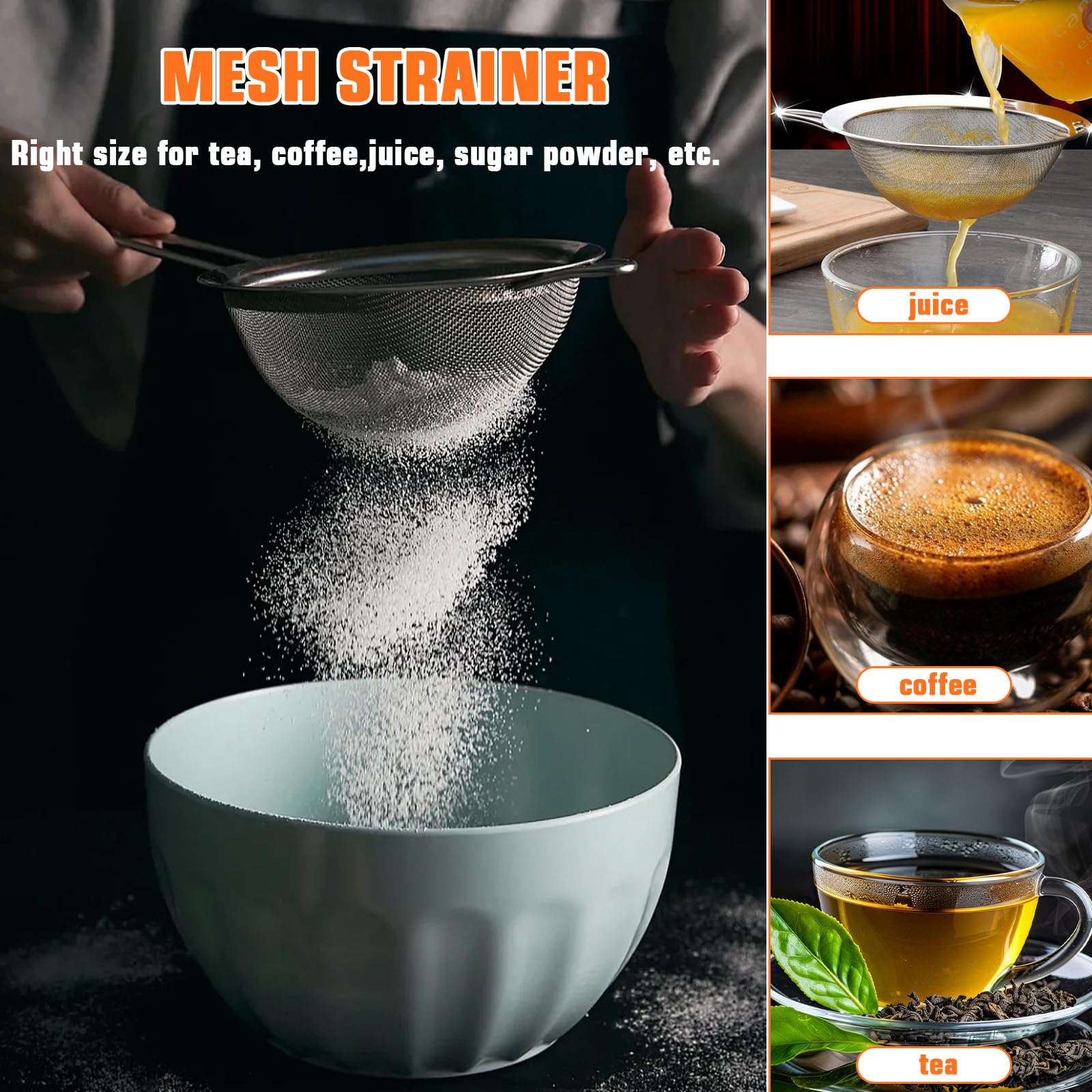 10PCS Stainless Steel Biscuit Cutter Set - Pastry Blender, Dough Cutter, 5 Cookie Cutters & 3 Baking Tools (Flour Sifter, Mesh Strainer, Non-Slip Mat) - Perfect for Homemade Cookies, Donuts & Pastry Baking