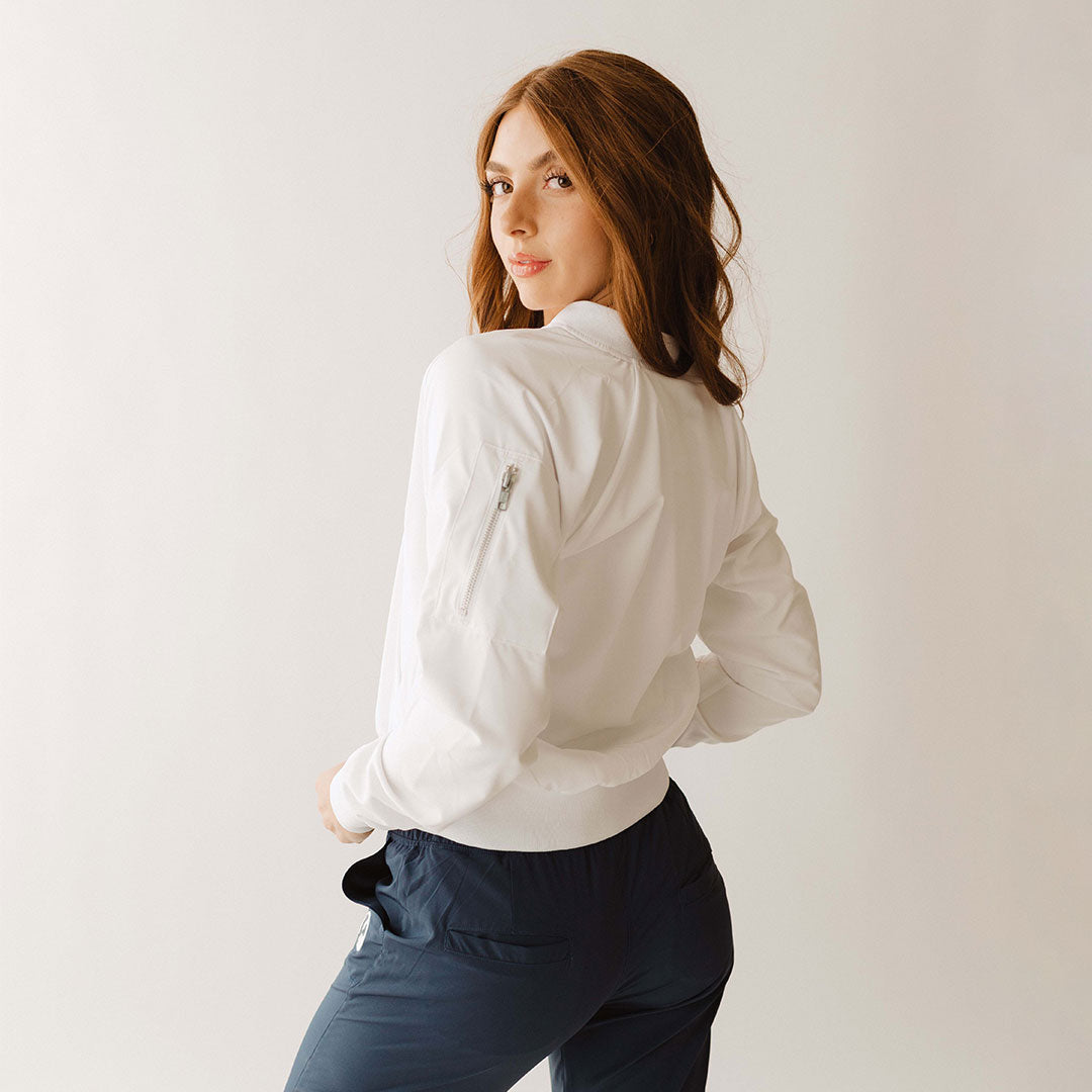 BYU Bomber Jacket for Men & Women - Lightweight White Windbreaker Jacket with Zipper Closure - Perfect for Casual Wear, Street Style & Outdoor Activities