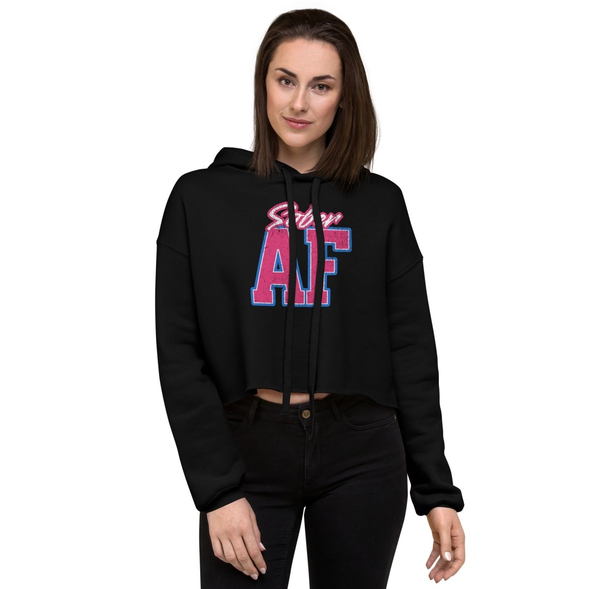 Sober AF Trendy Crop Hoodie for Women - Stylish Oversized Pullover Sweatshirt for Casual Wear, Gym, and Street Fashion