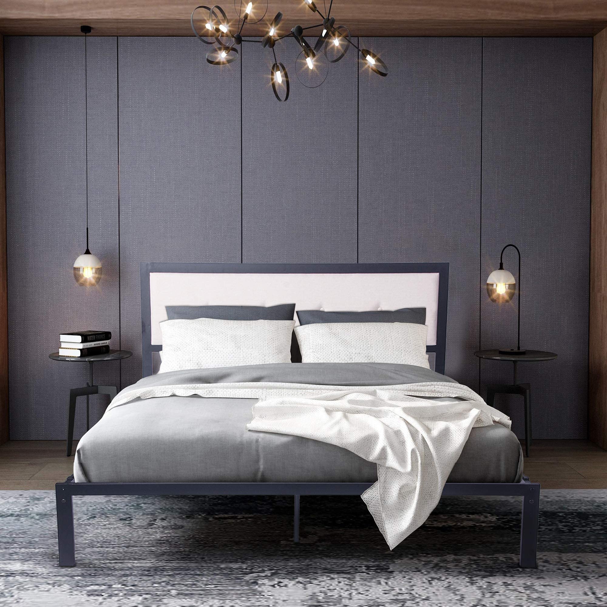Vintage Classic Metal Bed Frame with Headboard - Queen Size Steel Frame for Bedroom (Style 1) | Perfect for Master Bedroom, Guest Room & Dorm Decor