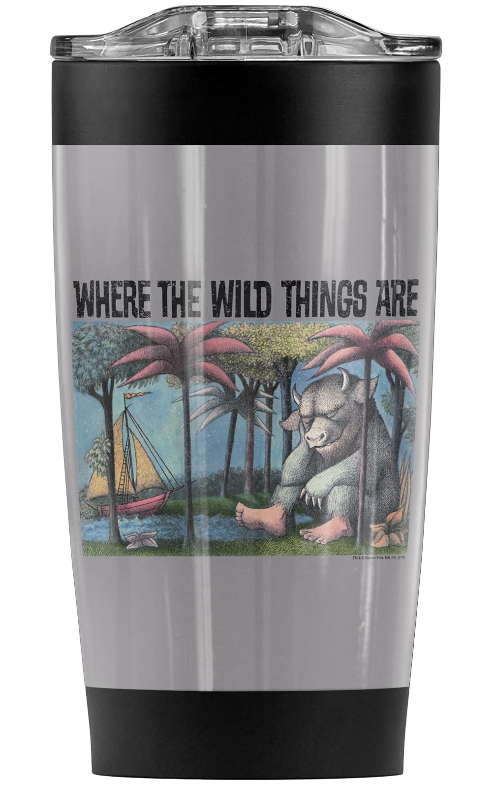 Where The Wild Things Are Stainless Steel Tumbler 20oz - Vacuum Insulated Travel Mug with Leakproof Sliding Lid | Double Wall Coffee Cup for Hot & Cold Drinks | Perfect for Office, Commuting, Camping & Outdoor Adventures
