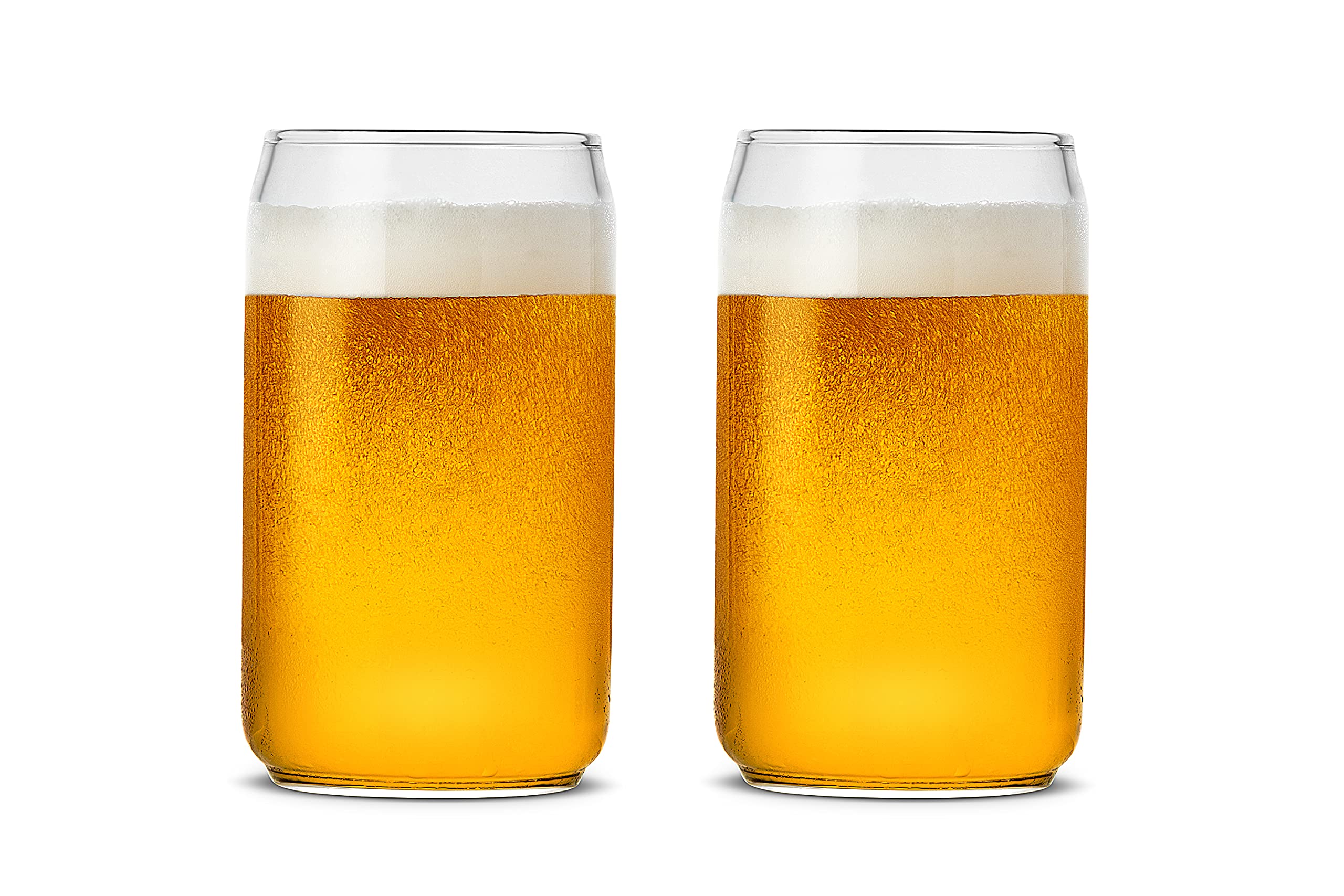 LUXU 20 oz Can Shaped Beer Glasses Set of 2 - Premium Craft Drinking Glasses for Beer, Cocktails & Beverages - Perfect for Parties, BBQs & Home Bars (Set of 2)