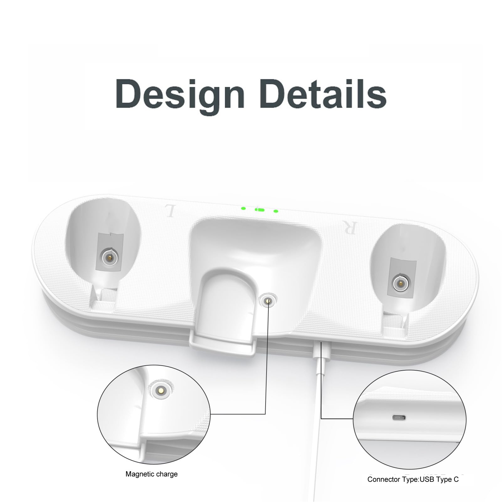 Fast Charging VR Headset & Controller Dock with LED Indicators, Rechargeable Batteries - Compatible with Meta Quest 2 & Accessories - Perfect for Gaming Setup & VR Accessories Organization
