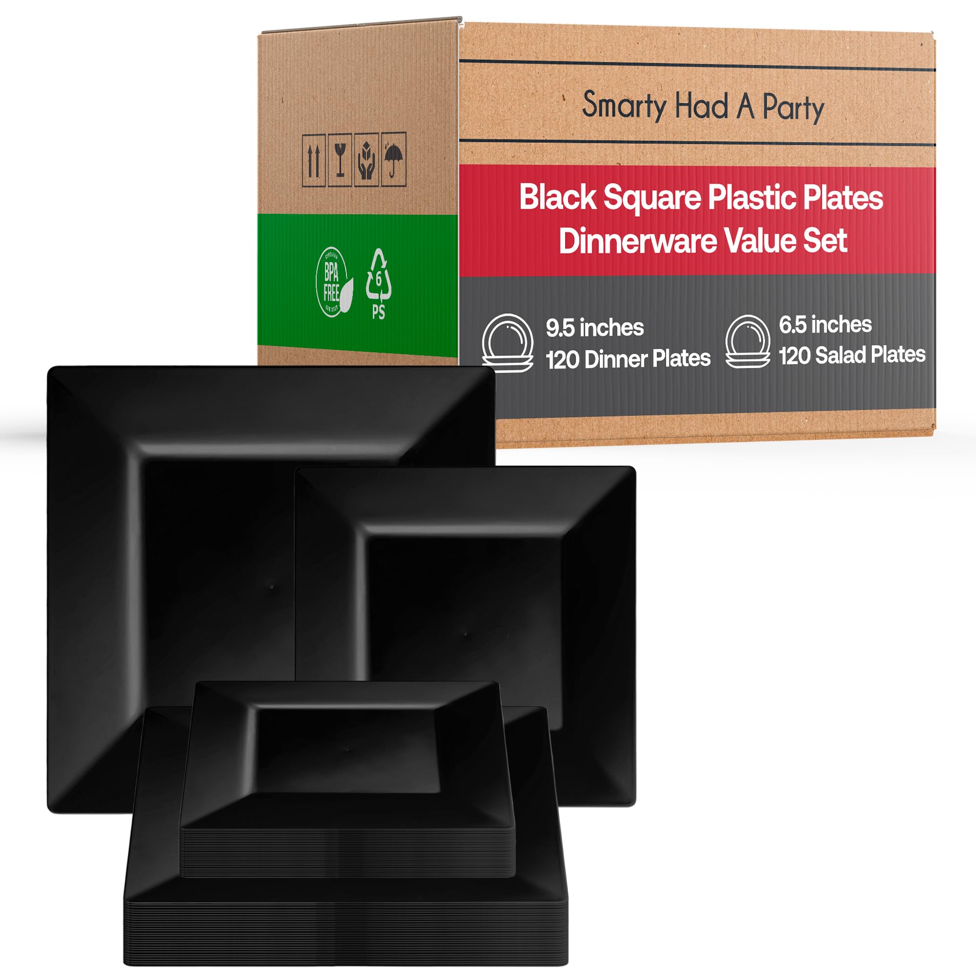 Elegant Disposable Plastic Dinnerware Set for Parties - Heavy Duty Black Plastic Plates (120-Piece Combo Set) - Perfect for Weddings, Birthdays & Catering Events