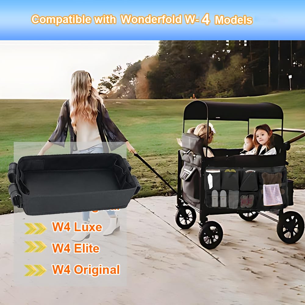 KDOWES Stroller Tray for Wonderfold Wagon W4 - Kids Snack & Activity Tray with 2 Cup Holders & 2 Mesh Pockets | Easy to Clean | Perfect for Snacking, Drawing & Playtime on the Go