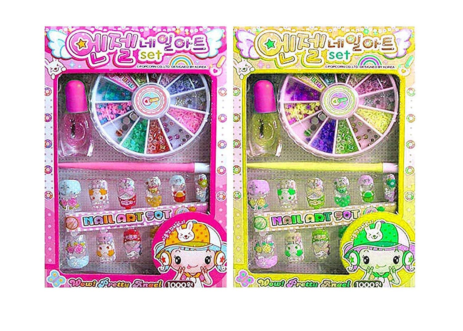 VIRTUAL WORLD Nail Art Kit for Girls - 2 Pack Multicolor Nail Polish Set | Perfect Birthday Gift for Little Girls & Kids | DIY Manicure & Party Fun