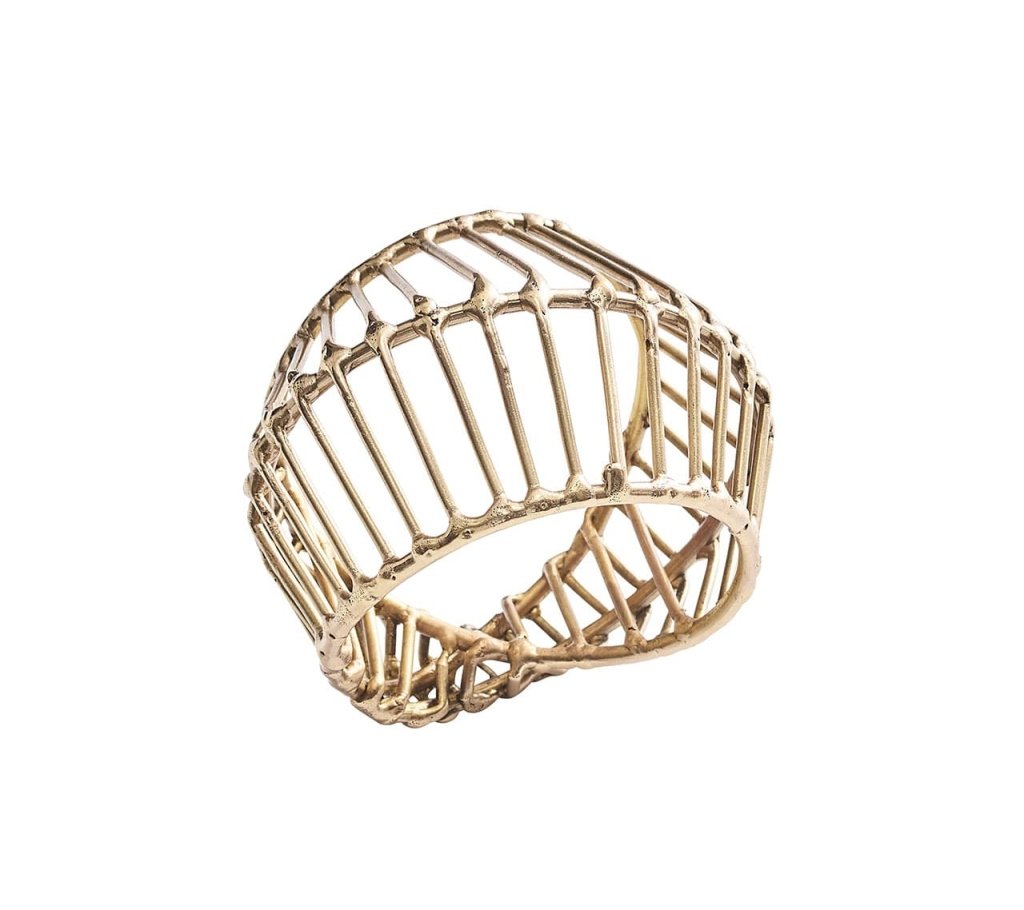 Elegant Gold Cage Napkin Rings - Set of 4 for Wedding, Dinner Party & Holiday Table Decor