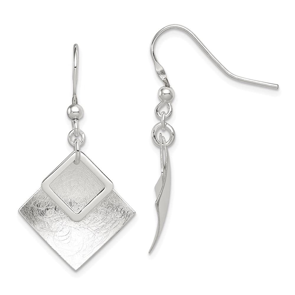 925 Sterling Silver Polished Square Shepherd Hook Earrings for Women - Hypoallergenic Fine Jewelry Gift | Elegant Everyday Wear & Special Occasions