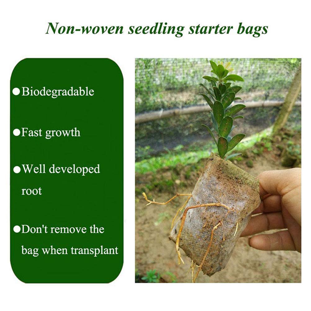 Yardwe 200PCS Non-Woven Plant Grow Bags - 4.3 x 2.8 Inch Nursery Fabric Pots for Seedlings, Vegetables & Herbs - Breathable & Durable Garden Planting Bags for Indoor/Outdoor Gardening