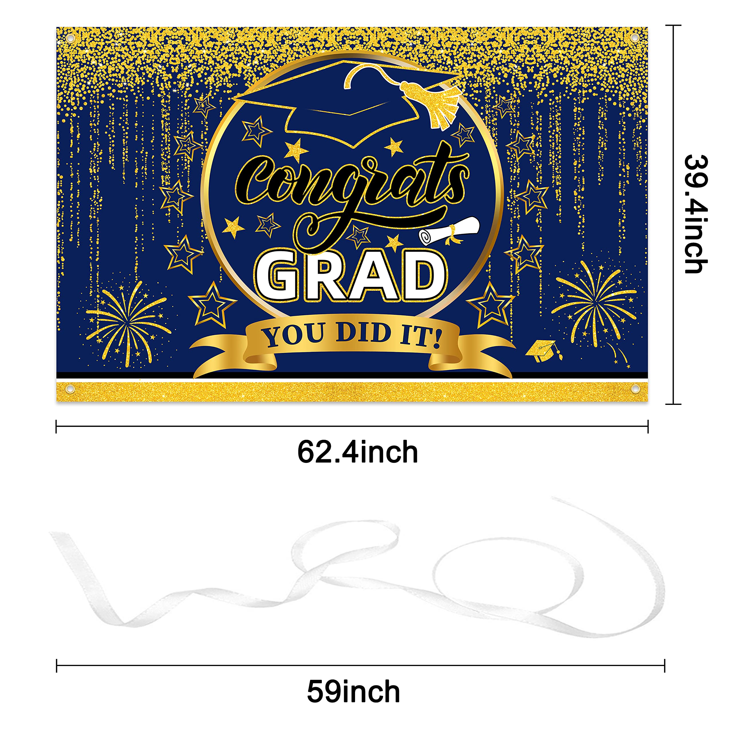 Class of 2025 Graduation Banner - Blue & Gold Backdrop for Graduation Party Decorations, Photography Background & Congratulations Signs | Perfect for Graduation Ceremonies, Photo Booths & School Celebrations