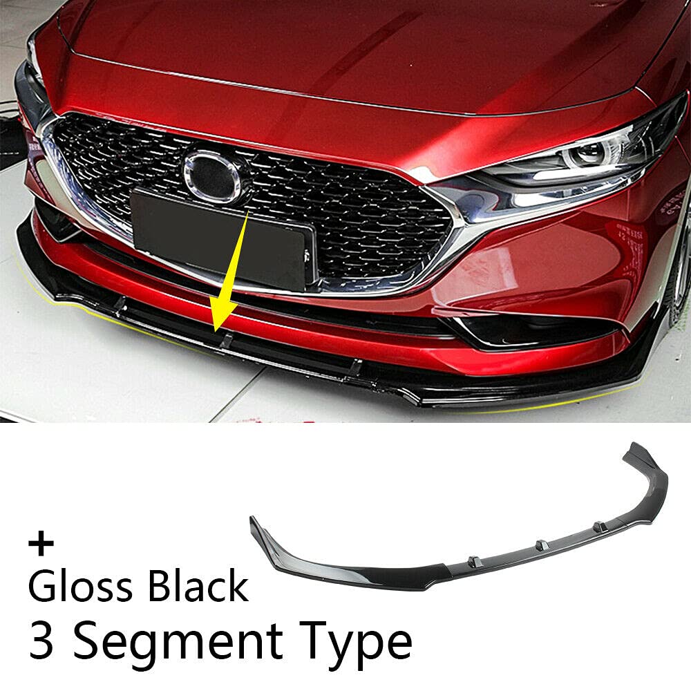 EZSHOP Black Front Bumper Lip Spoiler Splitter for Mazda 3 2019-2021 Models - Underbody Kit for Enhanced Style & Aerodynamics | Perfect for Car Enthusiasts & Street Racing