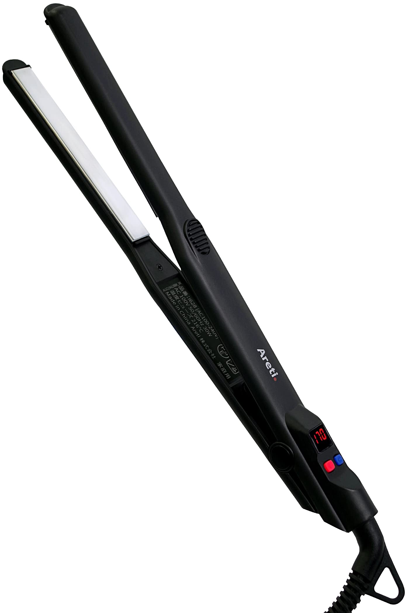 Areti Tokyo 0.6 Inch 15mm Flat Iron Hair Straightener - Titanium Plates, Adjustable Temperature for Straightening & Curling (Model i628BK) - Perfect for Salon, Home Use & Travel Styling