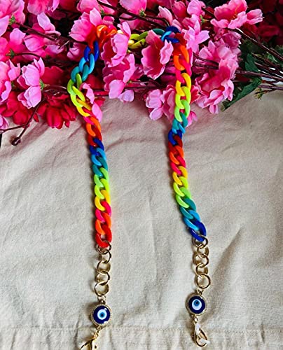 Stylish Evil Eye Face Mask Chain Adjustable Free Size for Women - Perfect for Travel, Work & Daily Protection