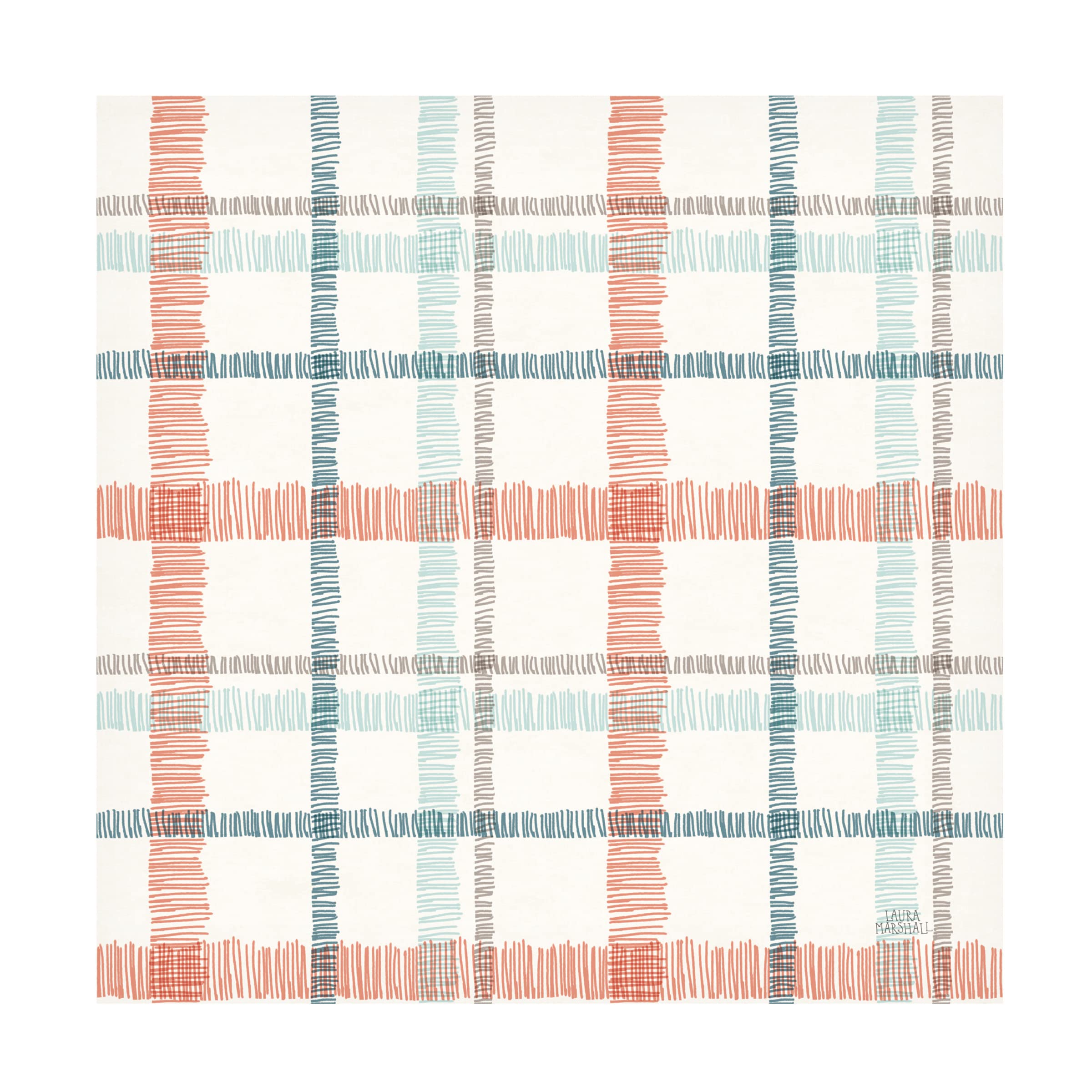 Laura Marshall 'Seaside Village Pattern VA' Canvas Wall Art Print - Coastal Home Decor for Living Room, Bedroom & Office