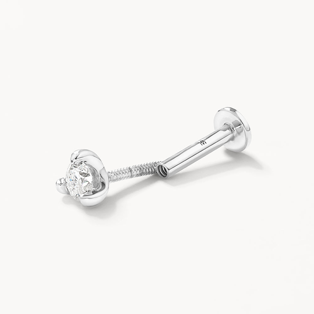 Diamond Helix Single Stud Earring in Sterling Silver - Perfect for Cartilage Piercing, Everyday Wear & Special Occasions