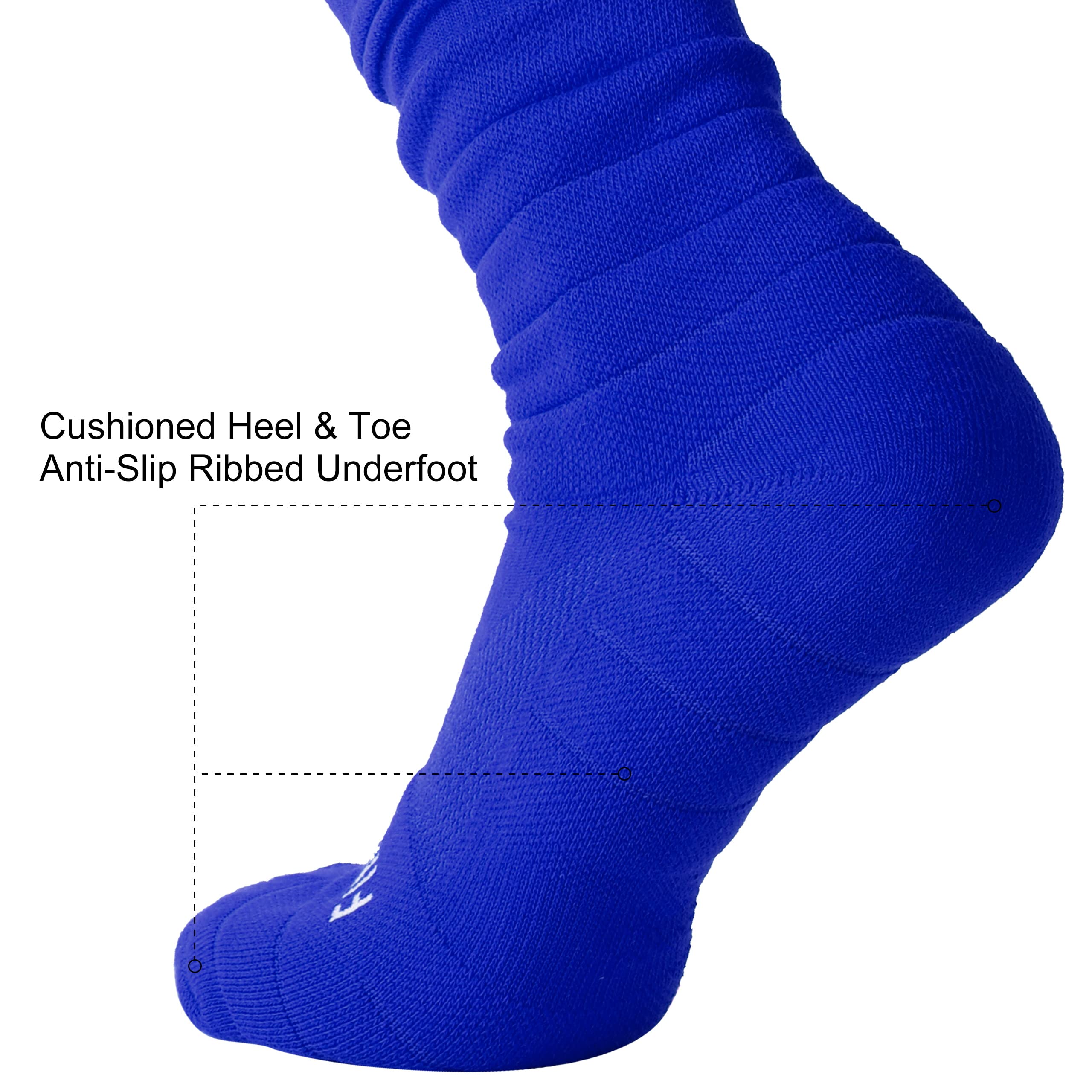 Findway Scrunch Football Socks - 2 Pairs Extra Long Padded Soccer Socks for Men & Boys | Compression Athletic Socks for Soccer, Running & Sports Performance