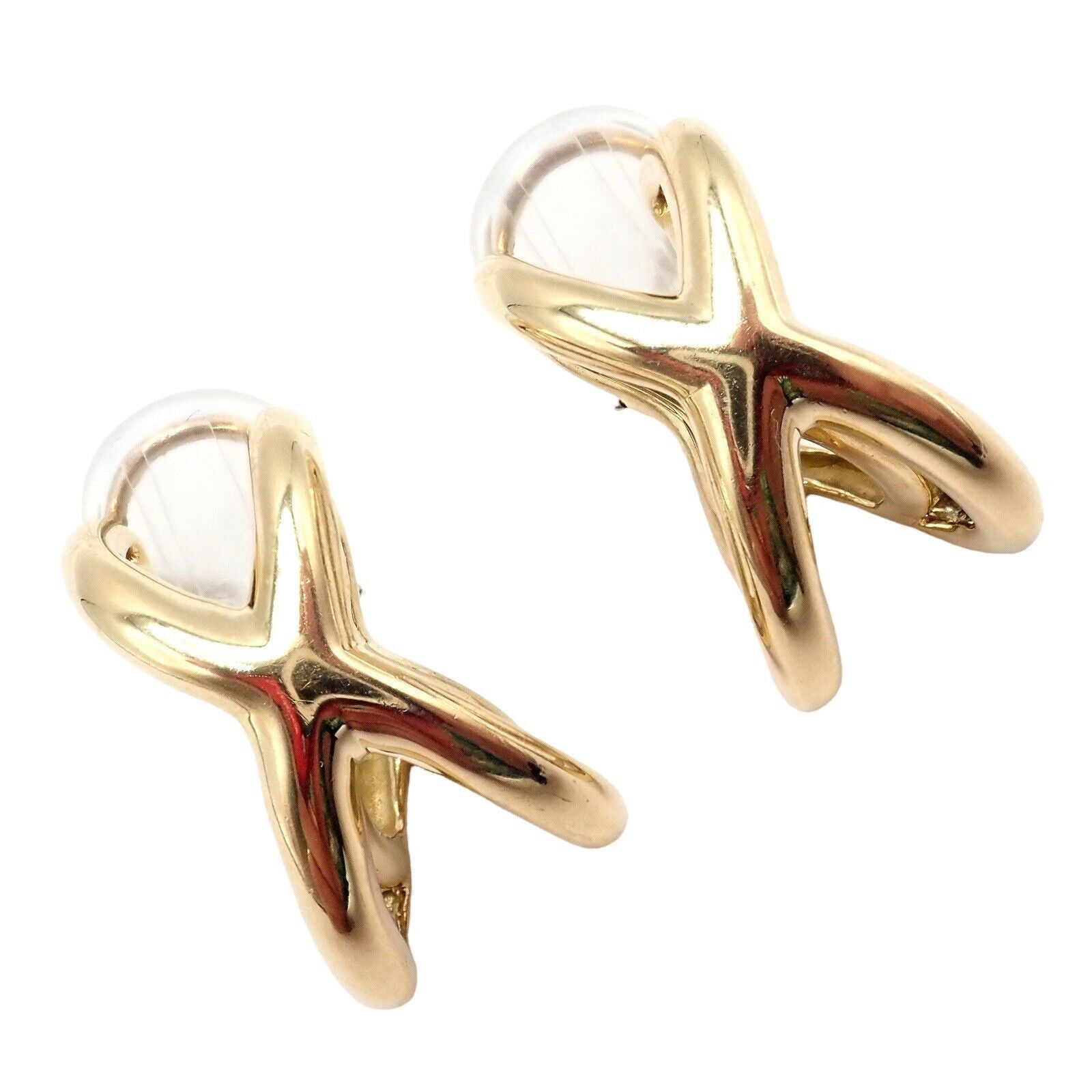 Vintage Tiffany & Co Claflin 18k Yellow Gold Large Double X Crisscross Earrings - Luxury Statement Jewelry for Women, Perfect for Weddings & Special Occasions