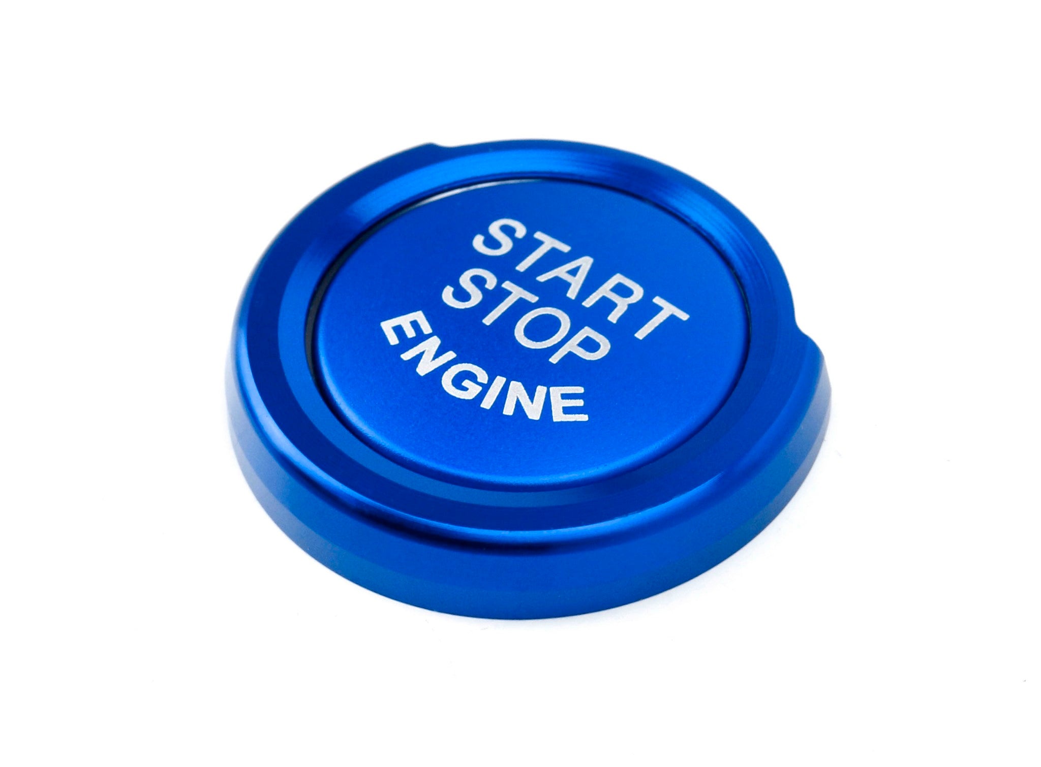 Blue Aluminum Keyless Engine Push Start Button with Surrounding Ring Trim for BMW - Upgrade Your Car's Ignition System for a Sleek & Modern Look | Perfect for BMW Enthusiasts & Custom Car Builds